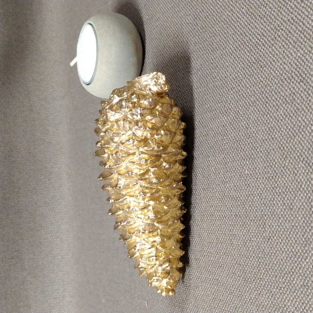 Retired Dept 56 Gold Tone Heavy Metal Pinecone